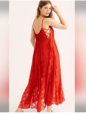 FREE PEOPLE ONE Hailee Slip Maxi Dress in Rust nwot sz M